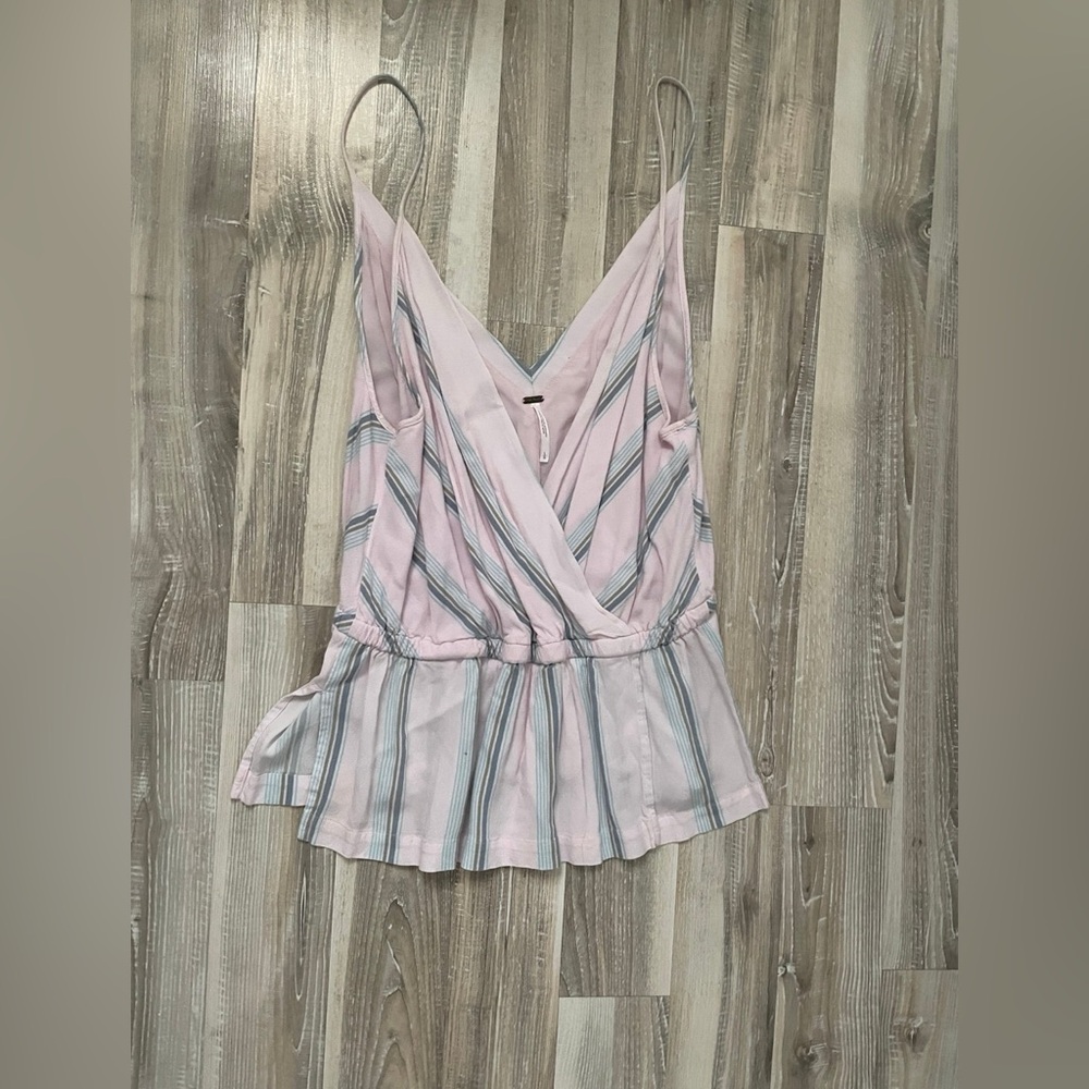FREE PEOPLE Psychedelic Summer Stripe Surplice Tank Top Pink Striped Size Large